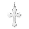 Sterling Silver Rhodium-plated Pink Enameled Budded Cross Charm