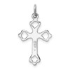 Sterling Silver Rhodium-plated Budded Cross w/CZ Charm