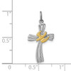 Sterling Silver Rhodium-plated & Vermeil Dove Cross Charm QC3338