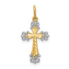 14K Yellow Gold w/Rhodium-plating Cross Charm