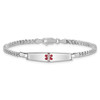 8" Sterling Silver Rhodium-plated Medical ID Curb Link Bracelet XSM42-8 with Free Engraving