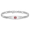 7" Sterling Silver Rhodium-plated Medical ID Figaro Link Bracelet XSM3-7 with Free Engraving