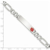 7.5" Sterling Silver Polished Medical Figaro Anchor Link ID Bracelet XSM170-7.5 with Free Engraving