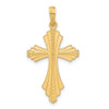 14K Yellow Gold Polished and Beaded Cross Charm