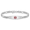 8" Sterling Silver Rhodium-plated Medical ID Figaro Link Bracelet XSM3-8 with Free Engraving