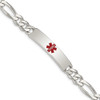 8.5" Sterling Silver Polished Medical Figaro Anchor Link ID Bracelet XSM164-8.5 with Free Engraving