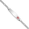 8" Sterling Silver Rhodium-plated Medical ID Figaro Link Bracelet XSM22-8 with Free Engraving