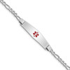 7" Sterling Silver Rhodium-plated Medical ID Figaro Link Bracelet XSM46-7 with Free Engraving
