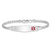 8" Sterling Silver Rhodium-plated Medical ID Curb Link Bracelet XSM21-8 with Free Engraving
