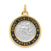 Sterling Silver Rhodium-plated & Gold-plated Epoxy St. Christopher Charm