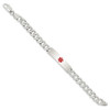7.5" Sterling Silver Polished Medical Curb Link ID Bracelet XSM172-7.5 with Free Engraving