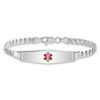 8" Sterling Silver Rhodium-plated Medical ID Curb Link Bracelet XSM45-8 with Free Engraving