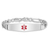 7" Sterling Silver Rhodium-plated Medical ID Figaro Link Bracelet XSM16-7 with Free Engraving