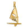 10K Yellow Gold 3-D Textured Windsail Surfing Board Charm