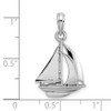 10K White Gold Polished 3-D Sailboat Charm