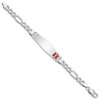 7" Sterling Silver Rhodium-plated Medical ID Figaro Link Bracelet XSM25-7 with Free Engraving