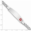 7" Sterling Silver Rhodium-plated Medical ID Curb Link Bracelet XSM24-7 with Free Engraving