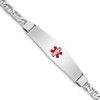 8" Sterling Silver Rhodium-plated Medical ID Anchor Link Bracelet XSM15-8 with Free Engraving