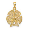 10K Yellow Gold Textured Sand Dollar Charm