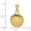 10K Yellow Gold Polished 2-D Scallop Shell Charm