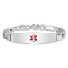 8" Sterling Silver Rhodium-plated Medical ID Figaro Link Bracelet XSM16-8 with Free Engraving