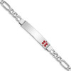 7" Sterling Silver Rhodium-plated Medical ID Figaro Link Bracelet XSM31-7 with Free Engraving