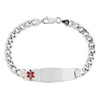 8" Sterling Silver Rhodium-plated Medical ID Curb Link Bracelet XSM24-8 with Free Engraving