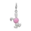 Amore La Vita Sterling Silver Rhodium-plated Polished 3-D Enameled Bunny Charm with Fancy Lobster Clasp