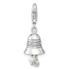 Amore La Vita Sterling Silver Rhodium-plated Polished 3-D CZ and Freshwater Cultured Pearl Wedding Bell Charm with Fancy Lobster Clasp