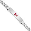 7" Sterling Silver Rhodium-plated Medical ID Curb Link Bracelet XSM37-7 with Free Engraving