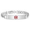 7" Sterling Silver Rhodium-plated Medical ID Curb Link Bracelet XSM37-7 with Free Engraving