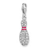 Amore La Vita Sterling Silver Rhodium-plated Polished 3-D Reversible Enameled Bowling Pin Charm with Fancy Lobster Clasp