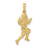 10K Yellow Gold Polished Running Football Player Charm