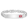 8" Sterling Silver Rhodium-plated Medical ID Figaro Link Bracelet XSM31-8 with Free Engraving