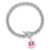 7.75" Sterling Silver Rhodium Engravable Enamel Disc Medical ID Bracelet XSM117-7.75 with Free Engraving