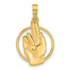 14K Yellow Gold Polished Hand Gesture in Circle Charm D5480