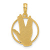 14K Yellow Gold Polished Hand Gesture in Circle Charm D5475