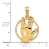 14K Yellow Gold Polished Hand Gesture in Circle Charm D5475