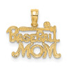 10K Yellow Gold BASEBALL MOM Charm