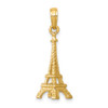 10K Yellow Gold Solid Polished 3-D Eiffel Tower Charm