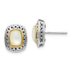 Shey Couture Sterling Silver with 14K Accent Antiqued Mother Of Pearl Post Earrings QTC1024