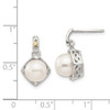 Shey Couture Sterling Silver with 14K Accent 7.5-8mm Freshwater Cultured Pearl and Diamond Dangle Post Earrings