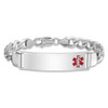 8" Sterling Silver Rhodium-plated Medical ID Curb Link Bracelet XSM34-8 with Free Engraving