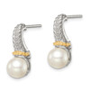 Shey Couture Sterling Silver with 14K Accent 7-8mm Freshwater Cultured Pearl Post Dangle Earrings