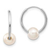 10k White Gold 5-6mm White Freshwater Cultured Pearl Endless Hoop Earrings