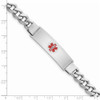 8" Sterling Silver Rhodium-plated Medical ID Curb Link Bracelet XSM38-8 with Free Engraving