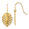 14K Yellow Gold Polished Palm Leaf Dangle Earrings SF2922E