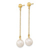 10k Yellow Gold 7-8mm White Round Freshwater Cultured Pearl Dangle Post Earrings