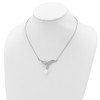 18" Sterling Silver Rhodium-plated 8-9mm White Freshwater Cultured Pearl Drop CZ Necklace