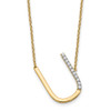 14K Yellow Gold Sideways Diamond Initial U Necklace